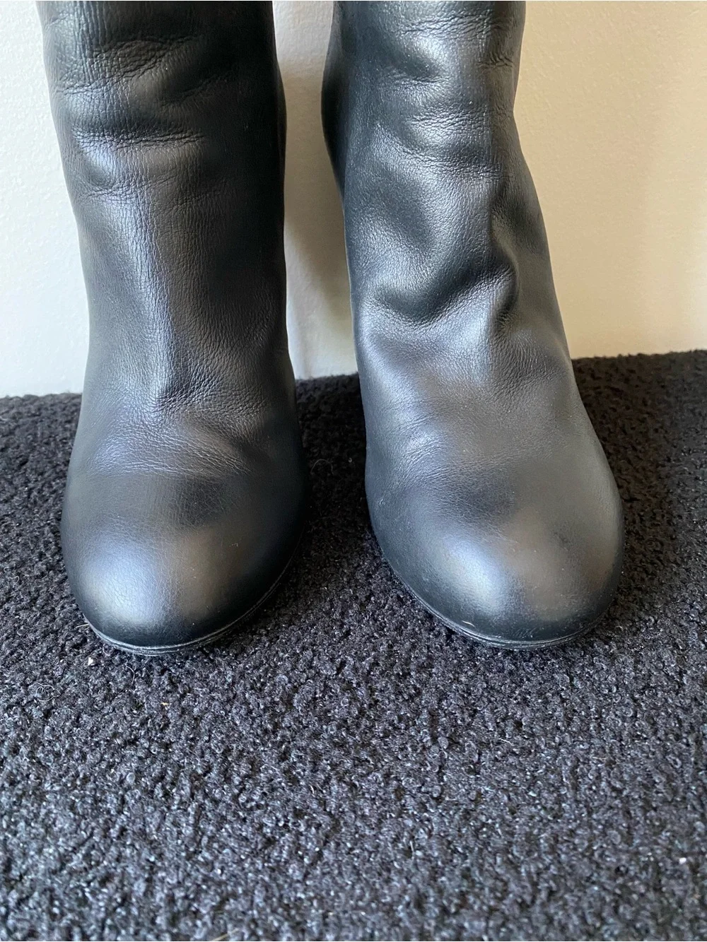 Chanel Leather Knee-High Women's Boots with Pearl Heels